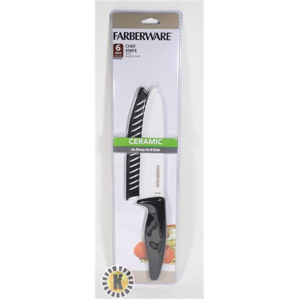 NEW FARBERWARE 6" CHEF KNIFE WITH BLADE COVER