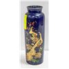 Image 1 : 10" TALL BLUE JAPAN VASE W/GOLD INLAYED PEACOCKS