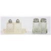 Image 1 : 2 SETS OF CRYSTAL SALT/PEPPER SHAKERS ON TRAYS