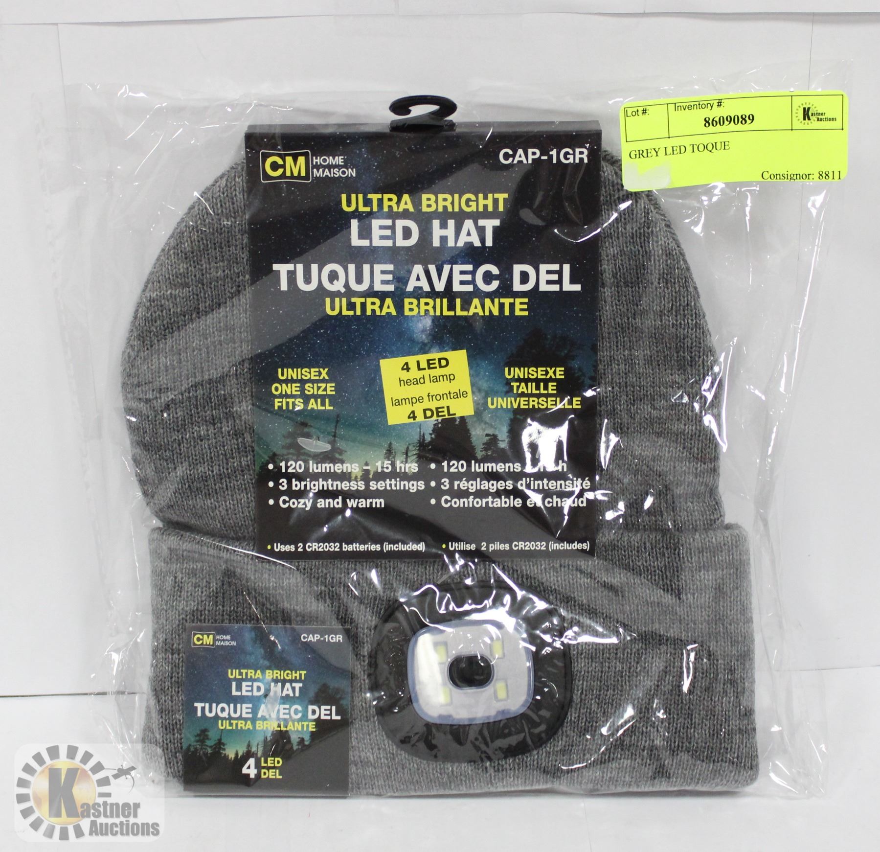 BRAND NEW GREY LED TOQUE