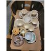 LOT OF ASSORTED CHINA + GLASSWARE