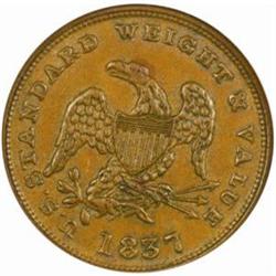 1837 H1C. Worth of Pure Copper. Copper MS63BN NGC