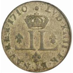 1710-AA French Colonies 30 Deniers. EF40 PCGS