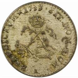1753-A French Colonies Sou Marque. EF40 (PCGS)