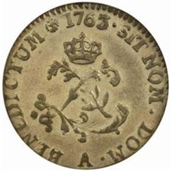 1763/3/2-A French Colonies Sou Marque. AU50 (NGC)