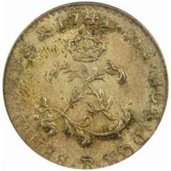 1742/1-B French Colonies Sou Marque. AU53 PCGS