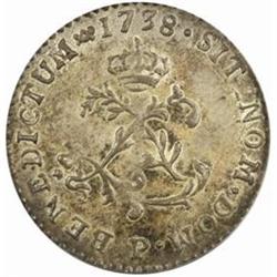 1738-P French Colonies Sou Marque.AU55 PCGS