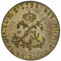 1738-R French Colonies Sou Marque. AU58 PCGS