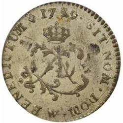 1739-W French Colonies Sou Marque. AU55 PCGS