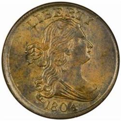 1804 Half Cent.Plain 4,Stemless Wreath MS64BN NGC
