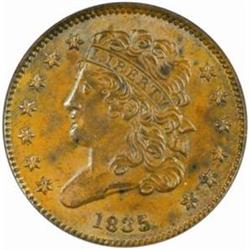 1835 Classic H1C C-2, B-2 Rarity-1. MS63BN (PCGS)