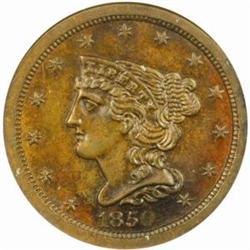 1850 Braided H1C.The only known dies.MS61BN NGC