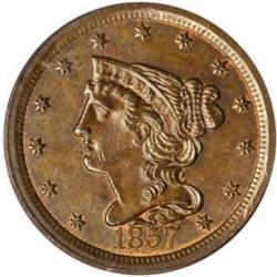1857 Braided Hair H1C. C-1, B-1 R-2 MS63BN PCGS