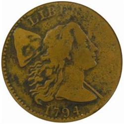 1794 Liberty Cap Cent Head of 1794. F12 (ANACS)