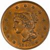 Image 1 : 1840 Braided Hair 1C. N-3 R-1 Sm Date MS63RB PCGS