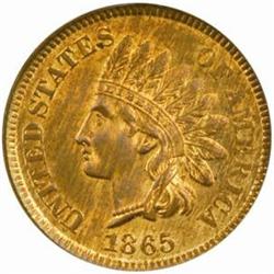 1865 Indian Cent Fancy 5 MS-65 RB (NGC)