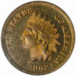 1869 Indian Cent PR66 RD (PCGS) OGH