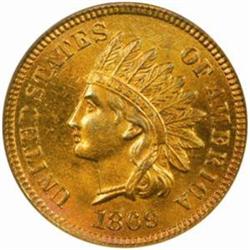 1869 Indian Cent MS-66 RB (NGC)