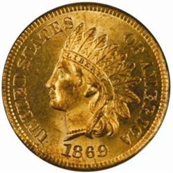 1869 Indian Cent MS-65 RD (NGC) OH