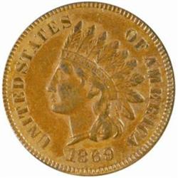 1869/69 Indian 1C. Snow-3 Repunch Date EF45(PCGS)