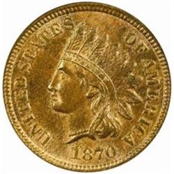 1870 Indian Cent Shallow N MS-65 RB (NGC) OH