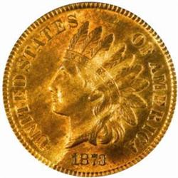 1873 Indian Cent Open 3 MS-63 RB (PCGS)