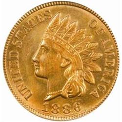 1886 Indian Cent Type II MS-65 RB (PCGS) CAC