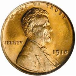 1918 Lincoln Cent MS-66 RD (PCGS)
