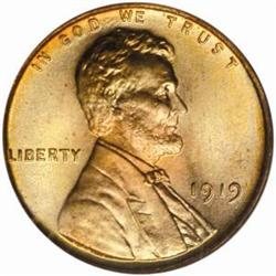 1919 Lincoln Cent MS-67 RD (PCGS) OGH
