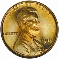 1919 Lincoln Cent MS-66 RD (NGC) OH
