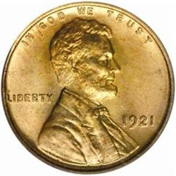 1921 Lincoln Cent MS-66 RD (PCGS)