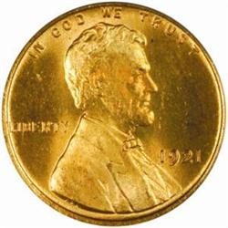 1921 Lincoln Cent MS-65 RD (PCGS) CAC OGH