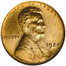 1924 Lincoln Cent MS-66 RD (PCGS)