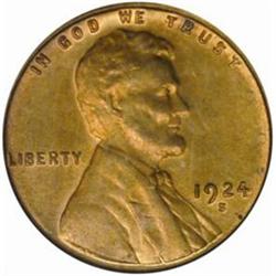1924-S Lincoln Cent MS-64 RD (PCGS)