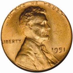 1951 Lincoln Cent MS-66 RD (PCGS)