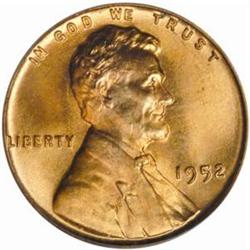 1952 Lincoln Cent MS-66 RD (PCGS)