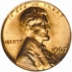 1967 Lincoln Cent MS-67 RD (PCGS)