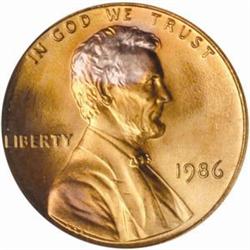 1986 Lincoln Cent MS-68 RD (PCGS)