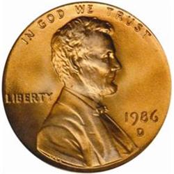 1986-D Lincoln Cent MS-68 RD (PCGS)