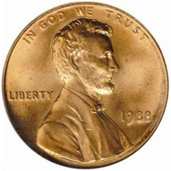 1988 Lincoln Cent MS-68 RD (PCGS)