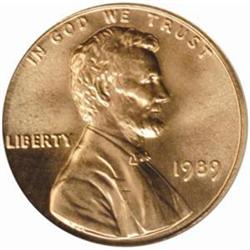 1989 Lincoln Cent MS-68 RD (PCGS)