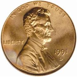 1991-D Lincoln Cent MS-68 RD (PCGS)