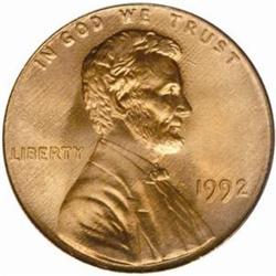 1992 Lincoln Cent MS-69 RD (PCGS)