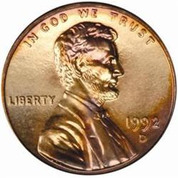 1992-D Lincoln Cent MS-69 RD (PCGS)