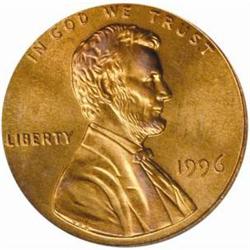 1996 Lincoln Cent MS-68 RD (PCGS)