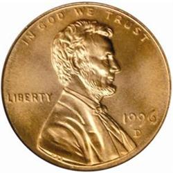 1996-D Lincoln Cent MS-69 RD (PCGS)
