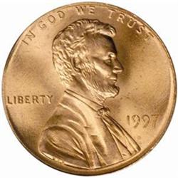1997 Lincoln Cent MS-68 RD (PCGS)