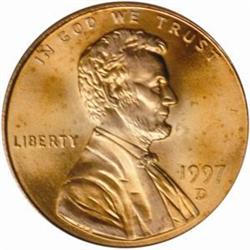 1997-D Lincoln Cent MS-68 RD (PCGS)