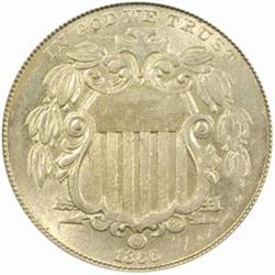 1866 Shield Nickel Rays MS-64 (PCGS)