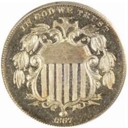 1867 Shield Nickel No Rays PR65 Cameo (PCGS)